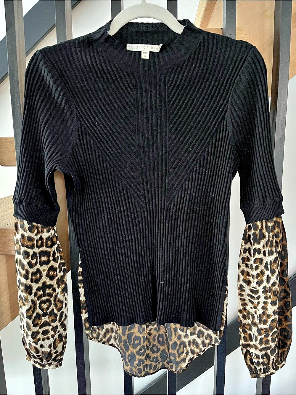 Veronica Beard Silk Leopard Print High Low Blouse Size S